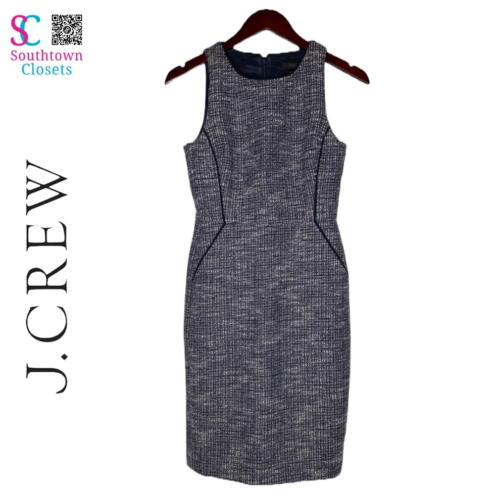 J. Crew Tipped Tweed Sleeveless Career Dress. Size 00